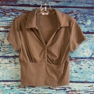 Ardene Short Sleeved Polo Crop Top